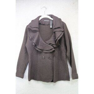 Marina Luna 100% Wool Shell Ruffled Sweater-Size Medium